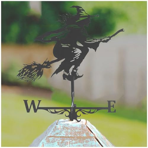 Witch Decor Garten Wetterfahne für Terrasse und Außendach Dekoration Wetter Vain Dach mit böser Hexe Design