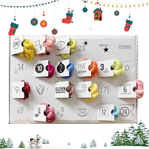 Wolle Garn Adventskalender, 24 Tage Weihnachten Garn Countdown-Kalender, Handmade Stricken Marker Kalender, Häkeln Stricker Garn Adventskalender, eine nachdenkliche Urlaub Charme Geschenk für Stricker