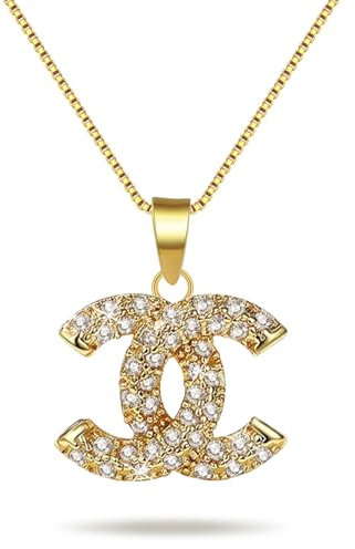 Damen CC Halskette Gold Kette CD Halskette Damen Halskette Damen Geschenke für Frau Freundin Geschenke für Weihnachten,Kette,Damen CD Halskette Geschenke für Freundin,Halskette Damen Silber 925