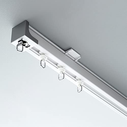 SaryEdge 8 10 12 20 30 40 50 Fuß Vorhangschiene Deckenmontage Weiß, Wandteiler Robust für Wohnzimmer/Schlafzimmer/Hochbett, Hängende Schiebepaneel-Vorhangschiene(12 m