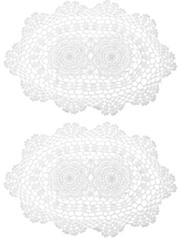 QUARKZMAN 2 Stück 16x10 Zoll handgefertigte gehäkelte Deckchen, Polyester Baumwolle Tischsets ovale Tischdecken gehäkelte Tischsets für Esstisch Küchenpartys, Weiß