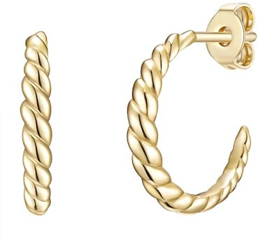 Lulu Jane Damen Ohrringe aus Messing gelbvergoldet 14 Karat Modeschmuckohrcreolen