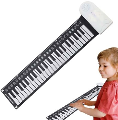 Nevalerra Piano enrollable para niños, teclado de piano enrollable, teclado musical plegable portátil, teclado musical de 49 teclas, juguete educativo para niños, principiantes, adultos