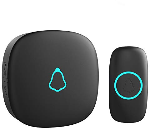 SECRUI Wireless Doorbell, IP55 Waterproof Plug-in Doorbell Chime Kit, 1000ft Long Range, 5 Volume Levels with 58 Chimes LED Flash Lights, Black