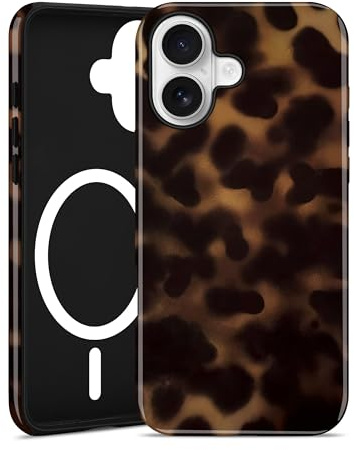 Jusy Handyhülle Magnetische für iPhone 17 Hülle, Aesthetic Leopardenmuster Design, Kompatibel mit MagSafe Zweischichtige Stoßfest Bumper Case, Schildpatt