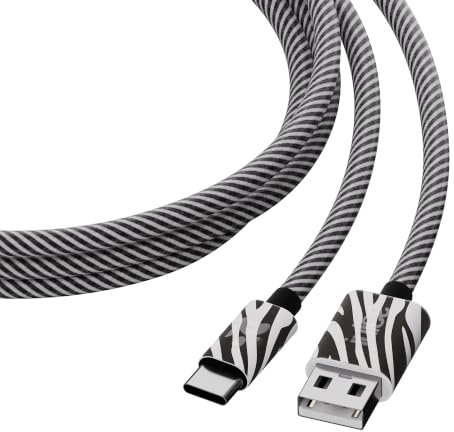 Juice Animals Braided USB A to USB C Cable 1m (Zebra) | iPhone 17 16 15 | iPad Pro Air Mini | Samsung Sony Huawei Google | Nintendo Switch PS5 Xbox | 1 year warranty