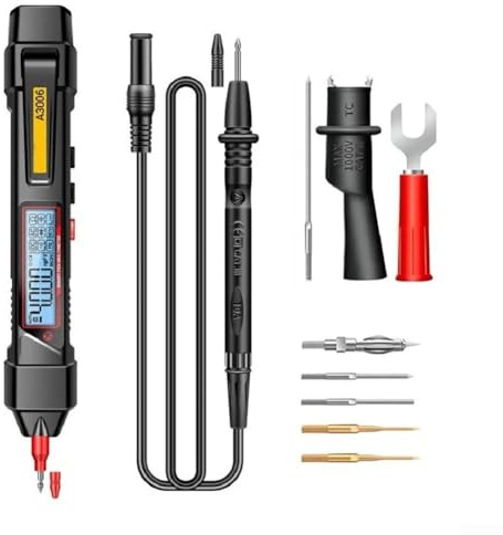 Multimeter-Stift A3006, digitaler Multifunktions-Spannungsprüfer, Wechselstrom, Gleichstrom, Widerstand, mit hintergrundbeleuchtetem Display