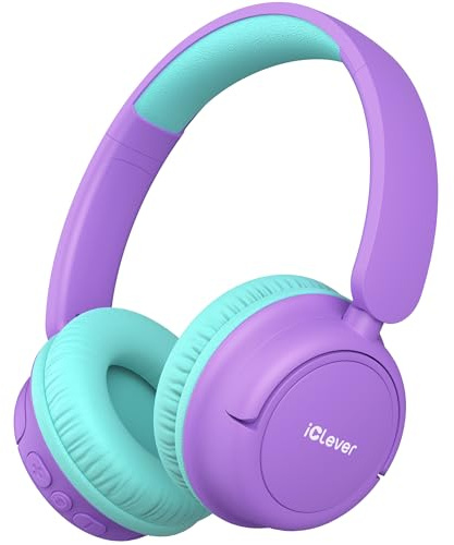 iClever BTH22 Kids Headphones Wireless 60H Play Time for Toddler Travel | SafeSound Tech3.0, Stereo Sound, Type-C, AUX Cable, Comfortable Bluetooth Kids Wireless Headphones for Girls/Boys/Tablet/PC