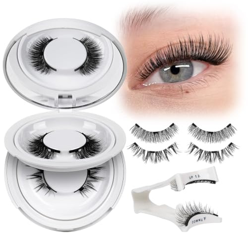 QUEWEL Magnetic-Eyelashes with Applicator, 2 Pairs Magnetic-Lashes | No Glue Needed Natural Look False Lashes, Easy to Wear and Remove (Magnetics Eyelash Kit A10)