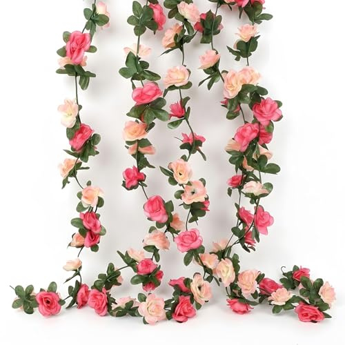 3 Stück Blumengirlande Dekoration, 250 X 4 cm, Künstliche Blumengirlande Für Frühling, Blumen Deko Für Wohnzimmer Und Garten, Mit Realistischem Design