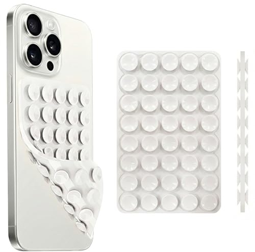 KAHZOR 1 Pezzo Ventosa Telefono Silicone Doppia Faccia Bianco, Supporto Vivavoce Universale, Fissaggio Ultra Sicuro, Antiscivolo e Riutilizzabile per Auto, Scrivania, Selfie & Video