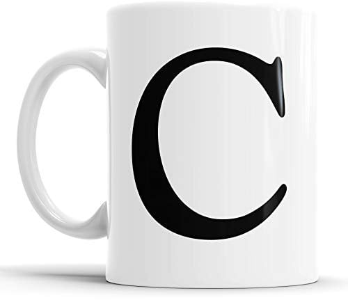 Faithful Prints Alphabet Mug Letter Mugs Initial Coffee Cup Birthday Fathers Day Gift (Letter C)