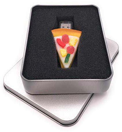 Onwomania Pizza Essen Fast Food USB Stick in Alu Geschenkbox 32 GB USB 2.0