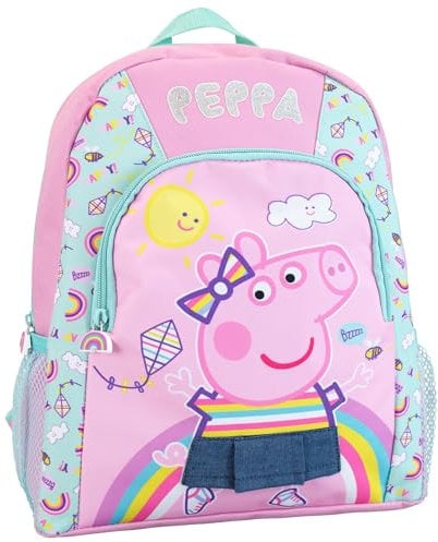 Peppa Wutz Rucksack | Rucksack Regenbogen | Mädchen Tasche | Schultasche Mädchen | Kindergartentasche | Rosa Einheitsgröße