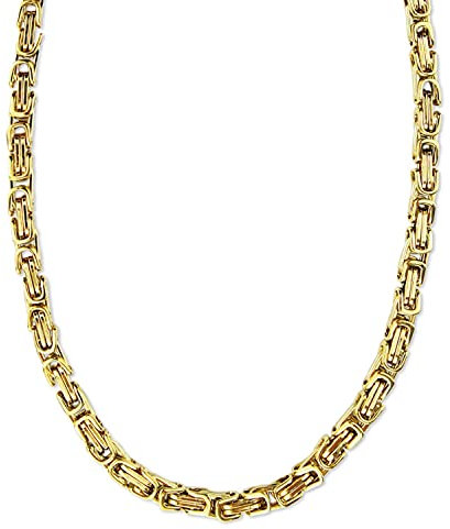König Design 6 mm Königskette Armband Herrenkette Männer Kette Halskette Panzerkette, 80 cm Gold Edelstahl Ketten