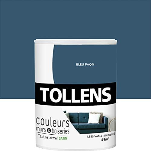 Tollens - Peinture Couleurs - Murs et Boiseries - Toutes pièces - Ultra résistante - Satin - Bleu Paon - 0,75L = 9m2