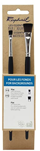 Raphael Essentials Lot de 2 pinceaux pour Acrylique et Aquarelle, Aquarelle, pour arrière-Plan, SoftAqua Flat 6 et 12
