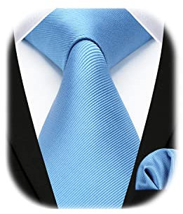 Enlision Krawatte Hellblau Herren Hochzeit Krawatten und Einstecktuch Set Elegant Einfarbig Seidenkrawatte mit Taschentuch Business Party Blau Krawatte