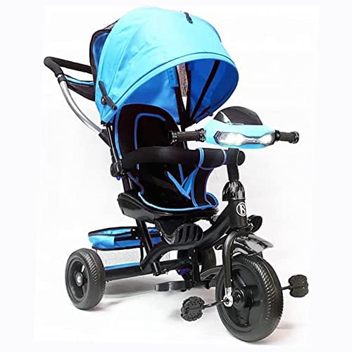 Kidisa 4 in 1 Kids Tricycle, Toddlers and Kids Trike with Rotatable Seat, Lights and Sounds (Blue)