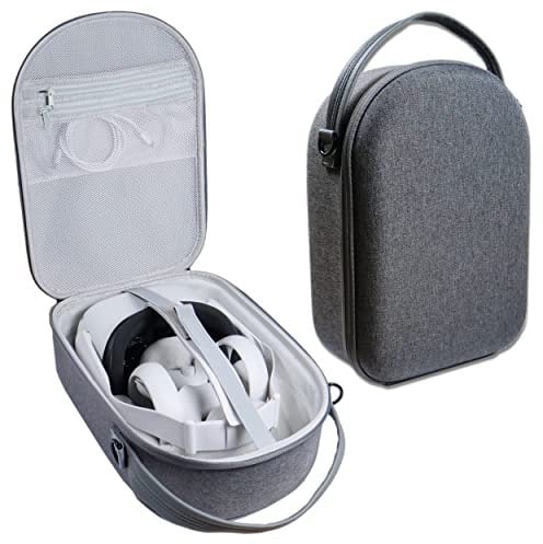 VR Headset Protective Carrying Case - Shockproof Travel Case with Strap for Meta Quest - PICO, Official Elite Strap, Controllers, Battery and Accessories - All-in-One Storage Bag