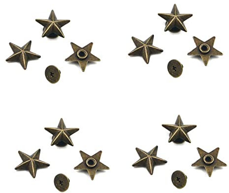 10PCS Metall Stern Größe 14mm Nieten Nieten Nieten Spikes Spots Buttons LeatherCraft DIY,Bronze