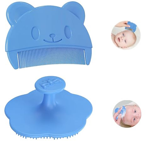 Baby Badebürste Baby Haarkamm, FaJoek 2 Stück Baby haarbürste, Baby Bad Silikonbürste, Weiche Borsten, Kopfhaut Massagebürste Baby, Haarkamm Für Baby Geeignet Für Neugeborene, Baby