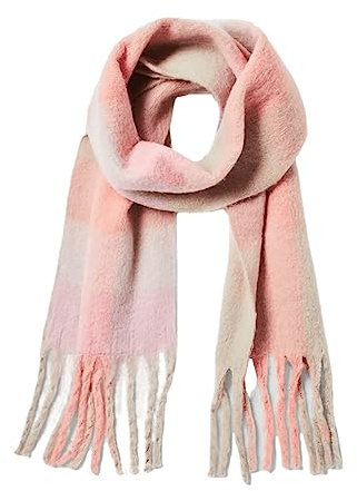 FAIRY BOUTIQUE Écharpe d'hiver chaude en laine moelleuse pour femme - Grande écharpe douce à pompons pour l'automne - Écharpe épaisse et moelleuse pour femme, Écharpe rose poudré, taille unique