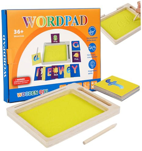 Bandeja de Arena Bandeja de Arena de Madera para niños con Arena sensorial y números de Letras sensoriales para Aula, Actividad educativa bandejas de Arena para niños 3+