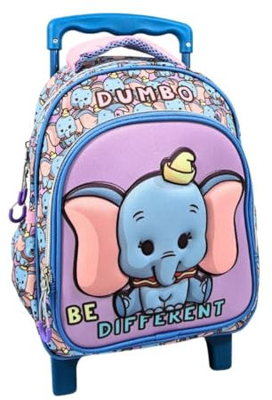 mybagstory - Rucksack für Mädchen Dumbo - Disney - Kinder - Schule - Kindergarten - Kindergarten - Schulranzen - verstellbare Träger - Geschenkidee - 30 cm - Rollen - Trolleys - Violett/Blau/Rosa,