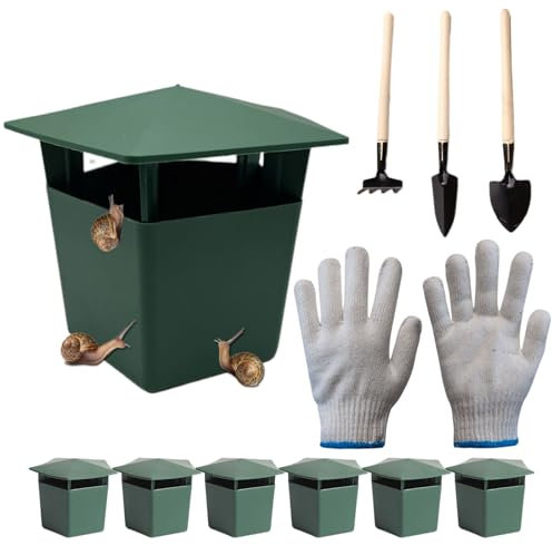 Liwein Trampa para Babosas, Trampa para Babosas de Jardín, Juego de 6 Trampas para Babosas, Acompañado de 1 par de Guantes y un Juego de Palas de Jardín de 3 Piezas, Trampa para Babosas Reutilizable