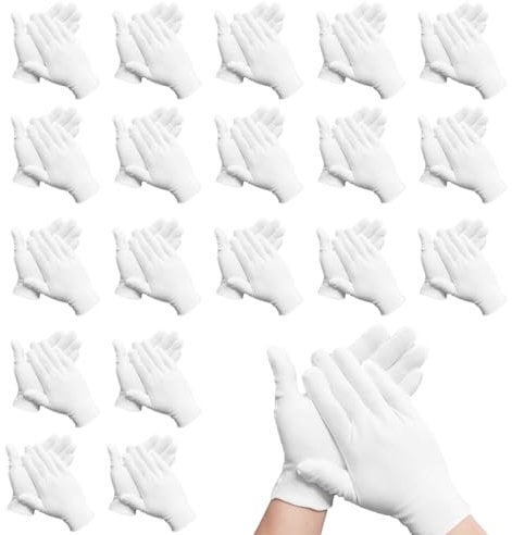 40 Pcs White Cotton Gloves for Eczema & Dry Hands - Moisture Gloves for Men & Women (L)