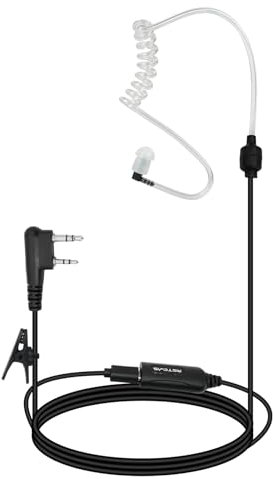 Retevis Cancelación Activa De Ruido Walkie Talkie Auriculars, Pinganillo Walkie Talkie, Auricular De Tubo Transparente Compatible con Radio Bidireccional Kenwood RT24 RT668 RT27 (1 Piezas)