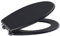 Affine® Toilet Seat Black Gloss Moulded Wood Round Wooden Bottom Fitting Fixings Traditional Bathroom Durable Hinges Easy Clean Seats for Toilets