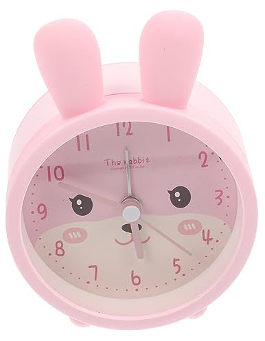 Cabilock Süßer Rosa Bunny Wecker Cartoon Tier Motiv Schreibtischuhr Mit Nachtlicht Funktion Batteriefrei Für Büro Schlafzimmer Geschenk Geschenkidee