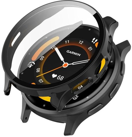 KANOYO Hülle Kompatibel mit Garmin Venu 3 Schutzhülle,Integriertes PC + Glasmaterial,Ultradünne HD Hartglas Glas,Kratzfest,Vollständiger Schutz Case (Schwarz)