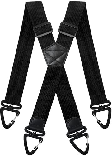 Gucass Hosenträger Herren Extra Stark, X Form Hosenträger Herren Breit 3,8cm, Elastisch und Längenverstellbar, mit 360° Drehbare Anti-Rutsch-Schnalle Geschenk Vatertag für Papa, Ehemann, Opa, Schwarz