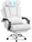 BASETBL Bürostuhl 200kg, Ergonomischer Chefsessel mit Belastbarkeit, 58cm breite Sitzfläche, 9cm verstellbare breite Kopfstütze, multifunktionale Fußstütze, EN12520 Zertifiziert, Bürosessel, Grau