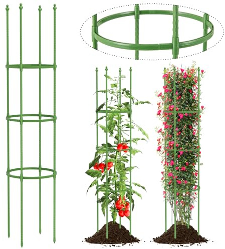 GOPLUS Tomaten Rankhilfe, 2er Set Tomatenkäfig mit Verstellbarer Höhe, Rankgitter Metall für Tomaten, Tomatenturm, Rankturm, Blumenstütze Pflanzenstütze für Kletterpflanzen & Blumen