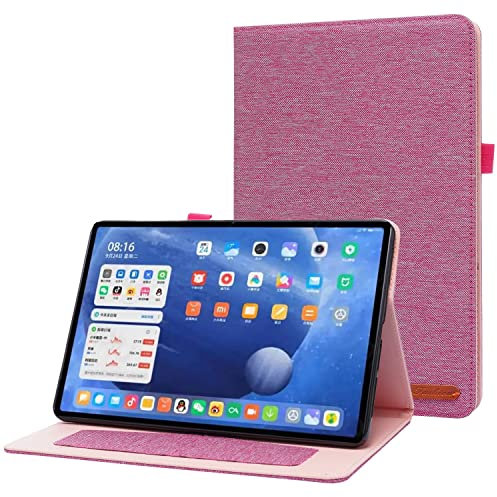 LAHDFKAJ Tablet Cases Compatible with Xiaomi Mi Pad 5/MiPad 5 Pro 2021 Case, Flip Fold Stand Case Protective Fabric Print Cover with Auto Wake Sleep with Card Slots Tablet PC Case(Pink)