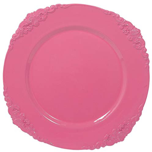 Amscan Eleganter Tag in Paris Scroll Pink Ladegerät – 33 cm – Kunststoffteller für schicke Tischdekoration – perfekt für Feiern und besondere Anlässe (1 Stück)