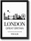 OWLBOOK London Skyline Great Britain mit individueller Entfernungsangabe personalisiertes Bild optional mit Holz-Rahmen Geschenk Geschenkidee