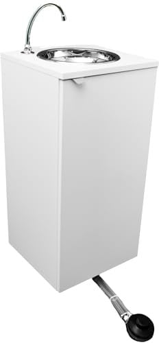 Express Water Basic Bianco, Lavandino Lavabo Lavello, Portatile Autonomo Trasportabile, con Serbatoio d'Acqua, in Acciaio Inox, con Comando a Pedale, Certificato per ASL, per Negozi e Studi Medici