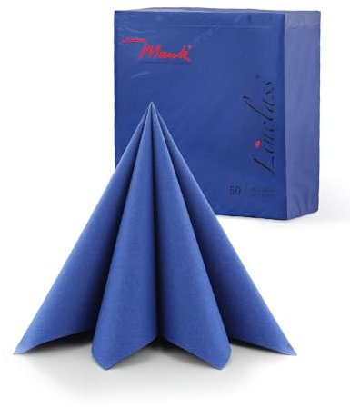 Prime Guest Servietten BLAU | Premium Edition für Hochzeiten und Feiern | aus Prime Guest Airlaid | stoffähnlich | 50er Packung | 50 Stück | 40 x 40 cm | ¼ Falz