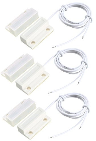 sourcing map 3 Stück MC-38 Oberflächenmontage Wired NO Türsensor Alarm Magnetischer Reedschalter Weiß