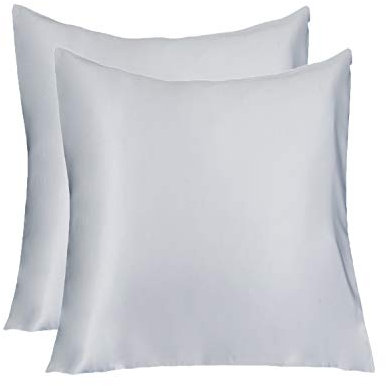 LULUSILK Taie d'oreiller en Soie 100% Naturelle - Soin de la Peau, Antichute des Cheveux, Fermeture à Glissière Invisible, 2 pièces, 65 x 65 cm, Grise argentée