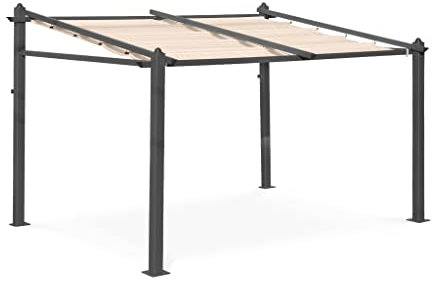 Alice's Garden - Aluminium-Pergola - Condate 3x4m - Beige Stoff - Laube ideal für Ihre Terrasse, verstellbares Dach, Stoff-Faltdach, Aluminiumgestell