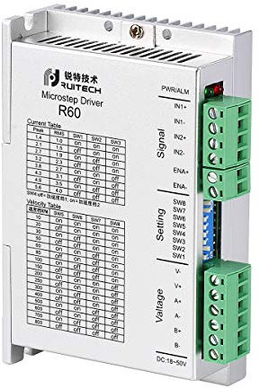 Rtelligent Schrittmotor-Treiber Nema 23 24 Mikroschritt Controller 24-50 VDC Leistung 1,4-5,6 A Strombereich Bipolarer 2-Phasen-Hybridtreiber für 3D-Drucker