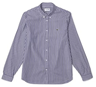 Lacoste Chemise Regular Fit Homme , Blanc/Marine, L-XL