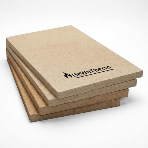 HeWaTherm Vermiculite Platten für Kaminofen und Feuerraum, bis 1300 °C, leicht zuschneidbar (4 Platten, 400 x 250 x 30mm)