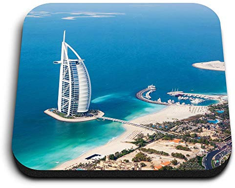 1 x quadratischer Kühlschrankmagnet aus MDF, Dubai UAE Burj Al Arab Hotel 44913